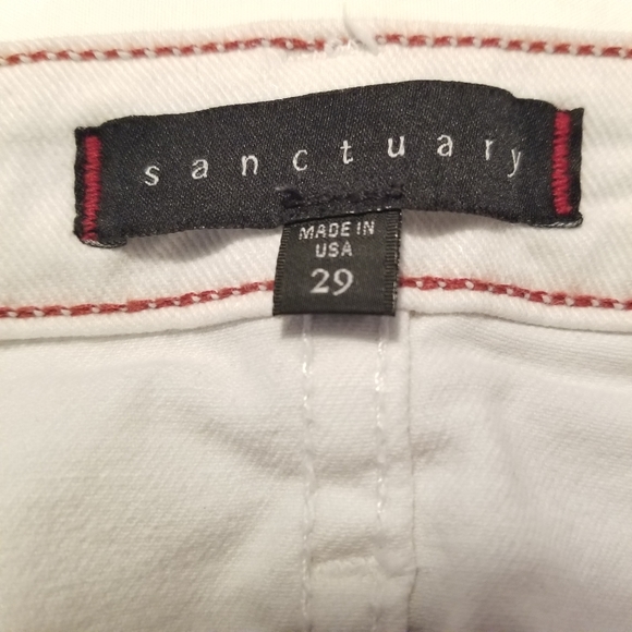 Sanctuary White Moto Zip Cropped Ankle Jeans - Picture 5 of 7